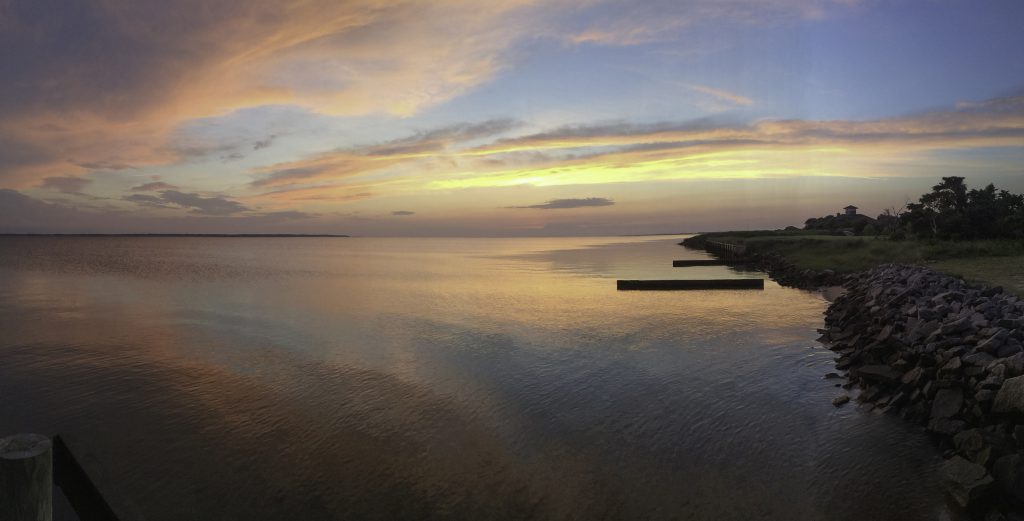 View of the Sound at sunset looking west