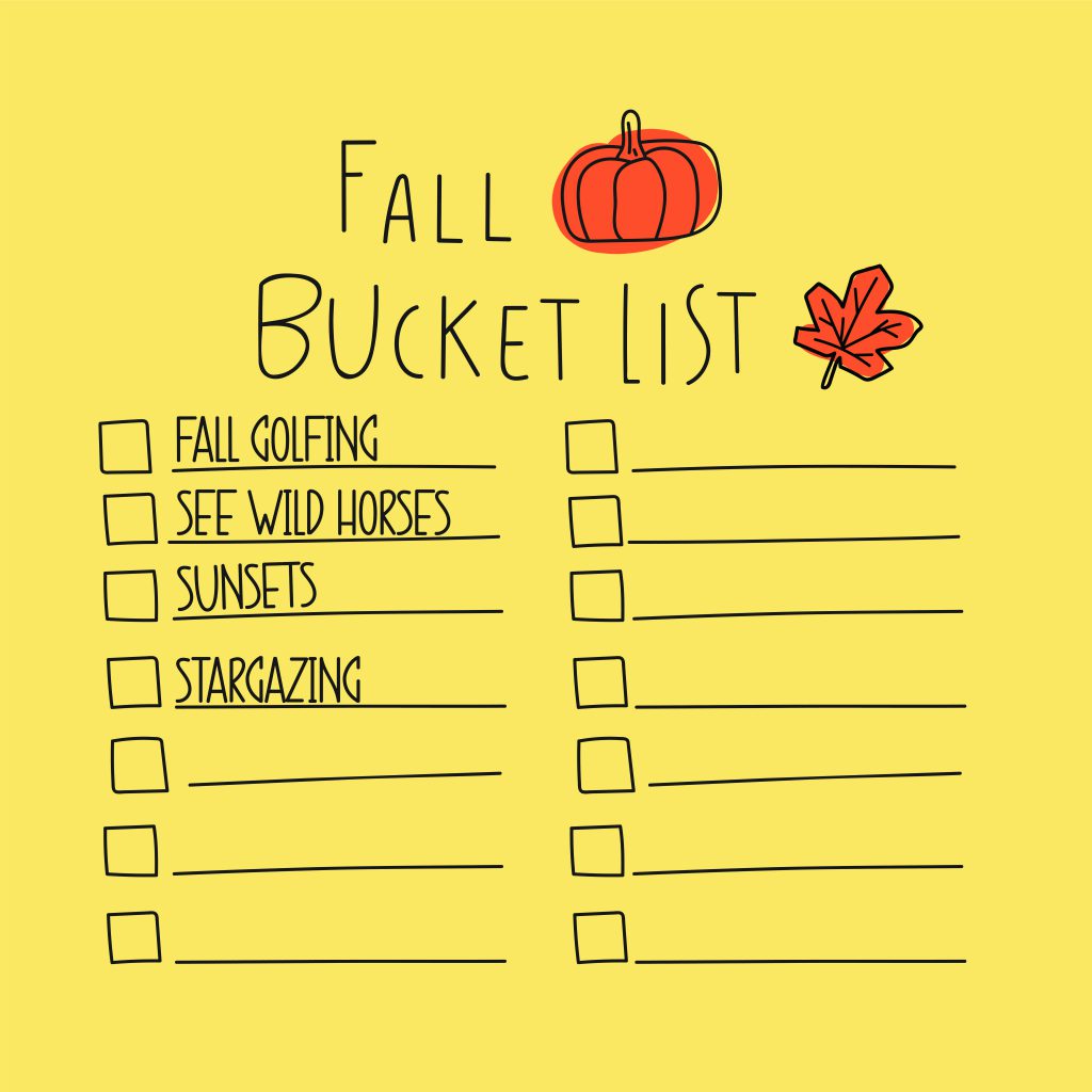 Yellow Background, Fall Bucket lIst, Showing list