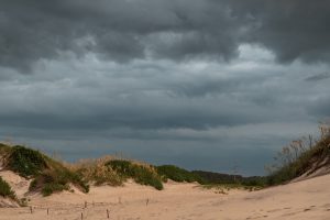 A typical rainy day on the Outer Banks: overcast cloudy dark sky