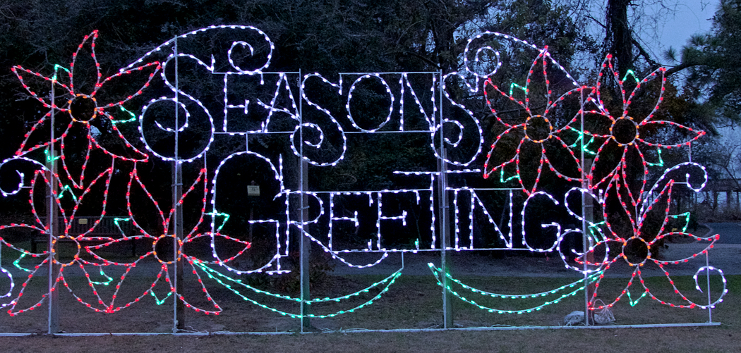 Seasons Greetings lights up the Town Green in Duck.