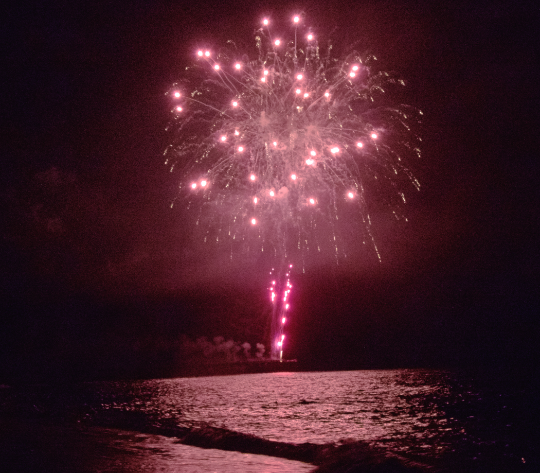 4th of July, 2016. Fireworks over the Atlantic Ocean.