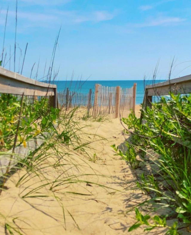 a walkway leading to the beach